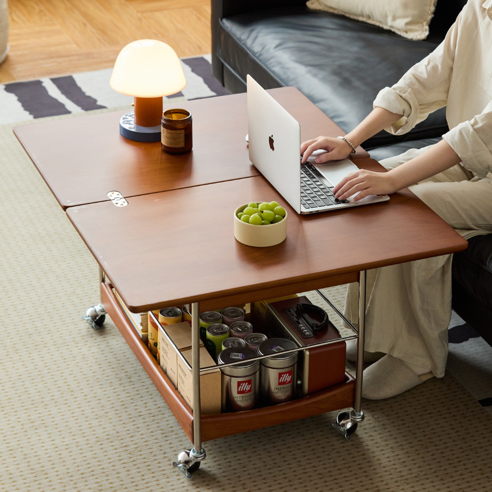 Znin Solid Boxwood Movable Coffee Table