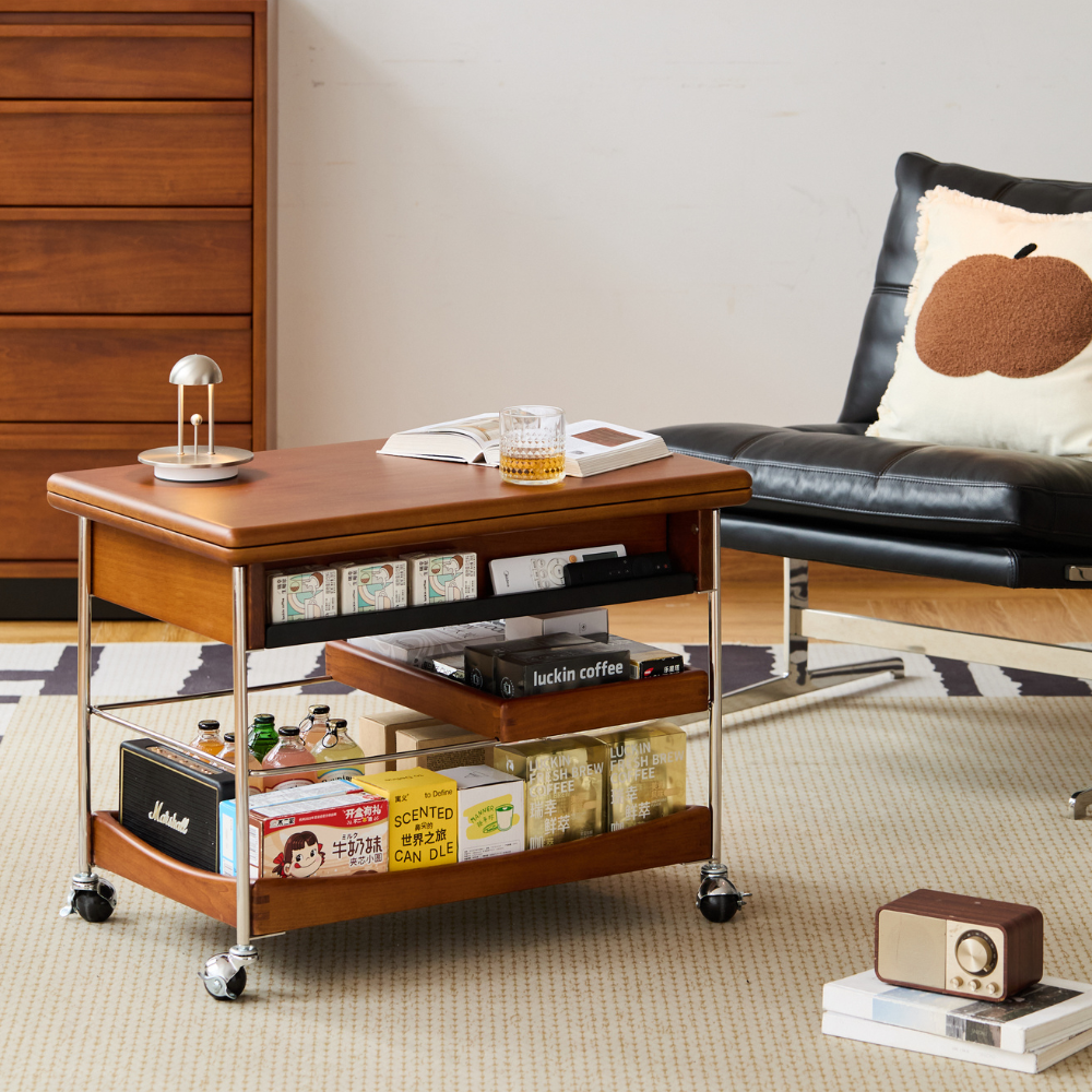 Znin Solid Boxwood Movable Coffee Table