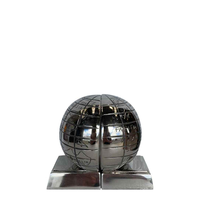 Aluminum Globe Bookends Nickel LDTK829