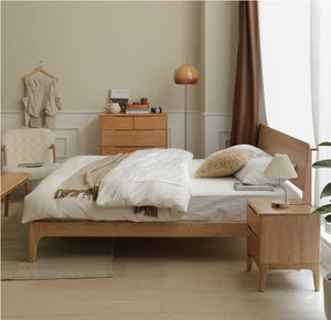 Berlin Natural Solid Oak Queen Size Bed - Oak Furniture Store & Sofas