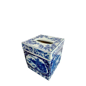 Blue And White Tissue Box Square LCEA811TIS - Oak Furniture Store & Sofas