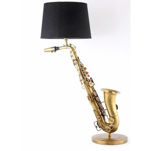 Brass Saxophone Black Shade Lamp RTK1280 - Oak Furniture Store & Sofas