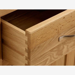 Chamfer Natural Solid Oak 1 Drawer Bedside Table - Oak Furniture Store & Sofas