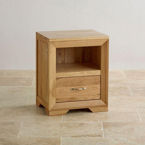 Chamfer Natural Solid Oak 1 Drawer Bedside Table - Oak Furniture Store & Sofas