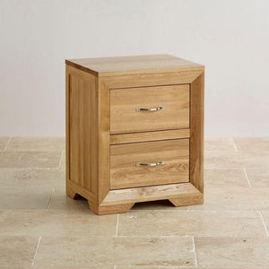 Chamfer Natural Solid Oak 2 Drawers Bedside Table - Oak Furniture Store & Sofas