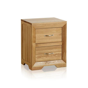 Chamfer Natural Solid Oak 2 Drawers Bedside Table - Oak Furniture Store & Sofas