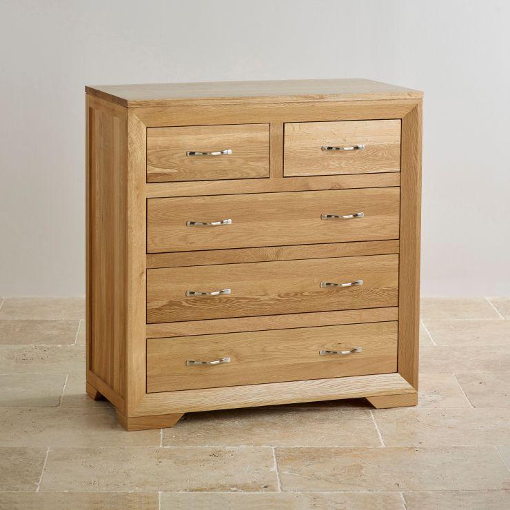 Chamfer Solid Oak 2 over 3 Chest of Drawers - Oak Furniture Store