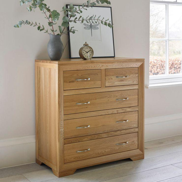 Chamfer Solid Oak 2 over 3 Chest of Drawers – Oak Furniture Store New ...
