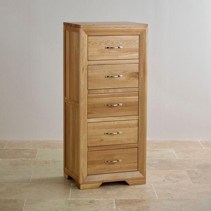 Chamfer Natural Solid Oak Drawers Tallboy – Oak Furniture Store