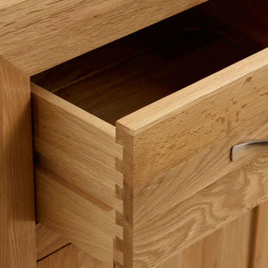 Chamfer Natural Solid Oak 5 Drawers Tallboy - Oak Furniture Store & Sofas