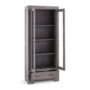 Chamfer Natural Solid Oak Glazed Display/Book Cabinet - Oak Furniture Store & Sofas