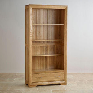 Chamfer Tall Bookcase with Drawers - Oak Furniture Store & Sofas