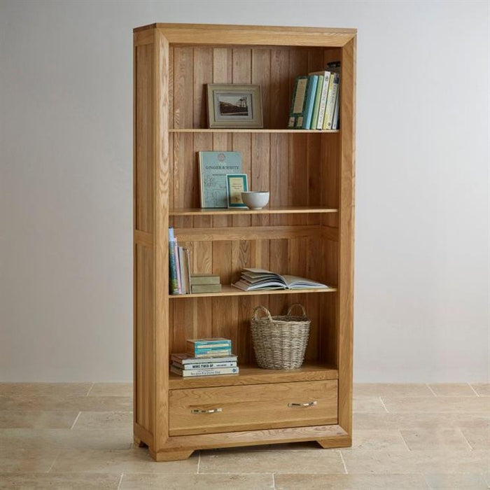 Chamfer Solid Oak Large Bookcase