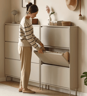 Daejeon Tulip Poplar Grey Shoe Cabinet - Oak Furniture Store & Sofas
