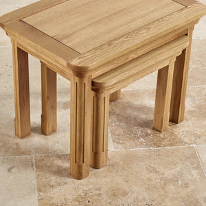 Edinburgh Solid Oak Nest Of Tables - Oak Furniture Store & Sofas