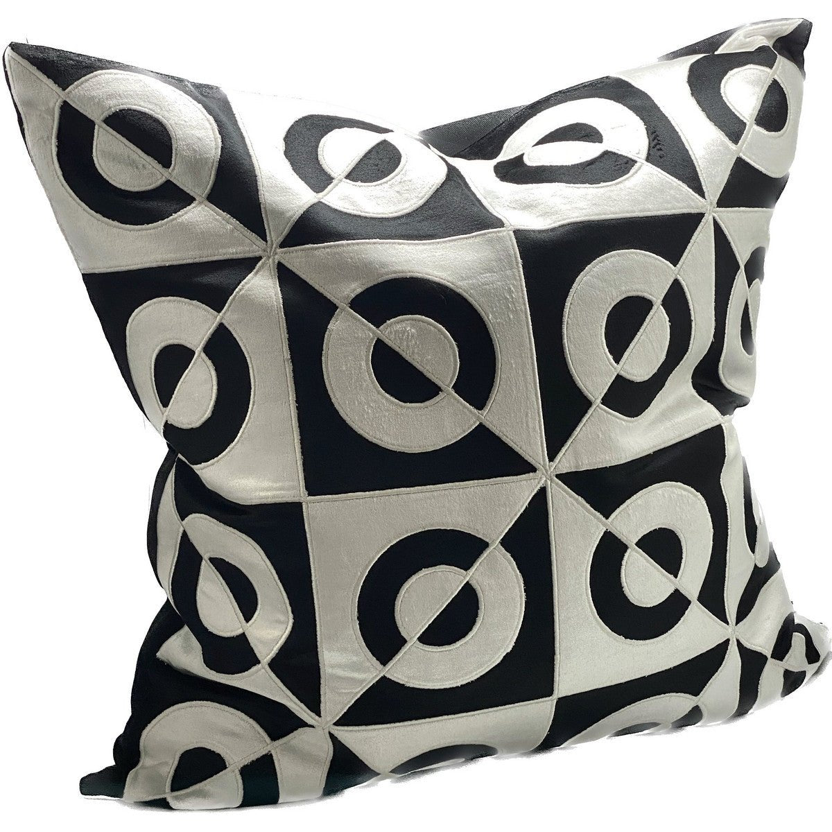 Embroidered Elite Black White Cushion RIH6025 - Oak Furniture Store