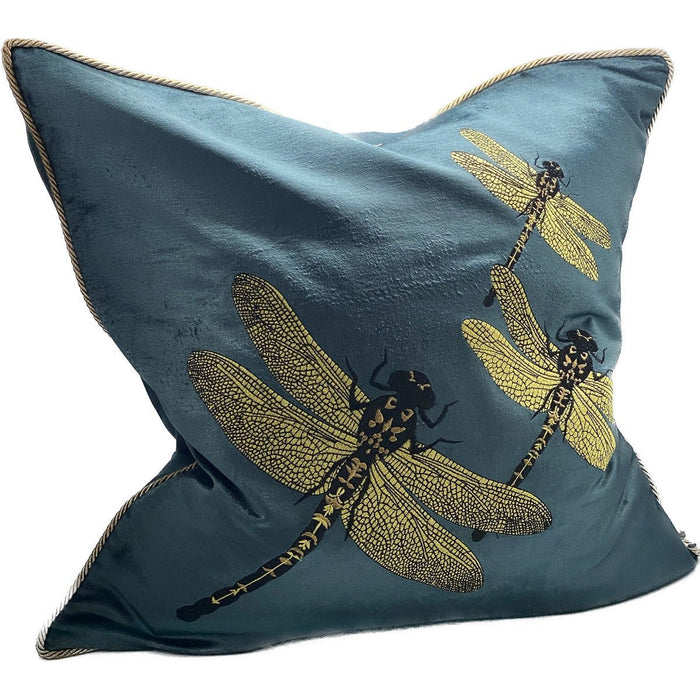 Embroidered Elite Blue Gold Cushion RIH6022
