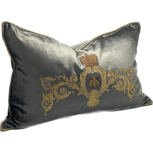 Embroidered Exclusive Charcoal Gold Cushion RIH6014 - Oak Furniture Store & Sofas