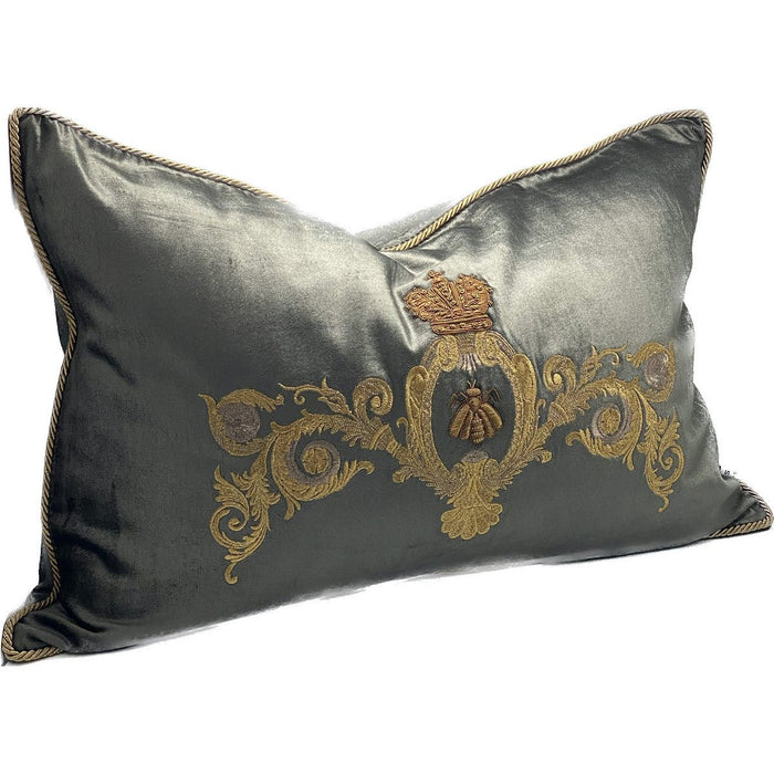 Embroidered Exclusive Charcoal Gold Cushion RIH6014