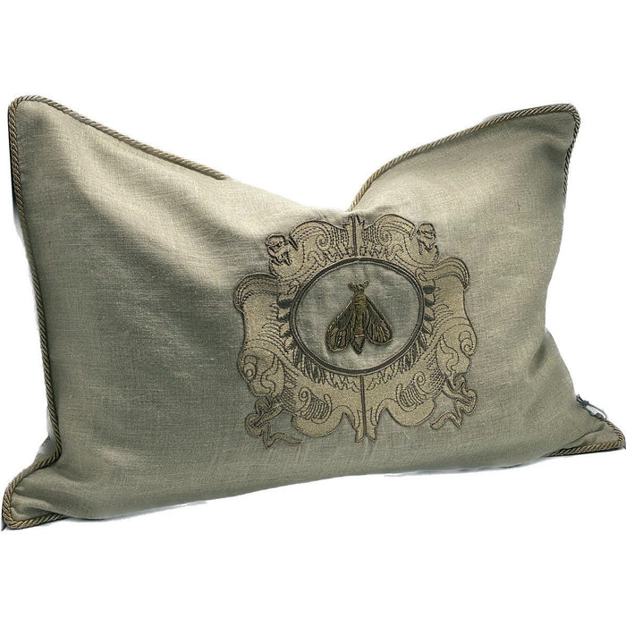 Embroidered Luxe Natural Gold Cushion RIH6007