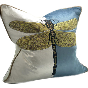 Embroidered Premium Blue White Gold Cushion RIH6021 - Oak Furniture Store & Sofas