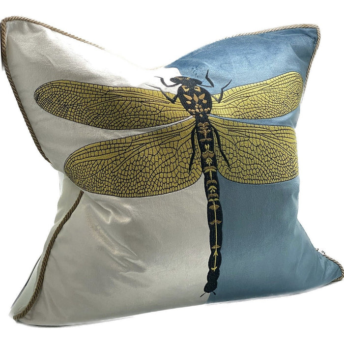 Embroidered Premium Blue White Gold Cushion RIH6021