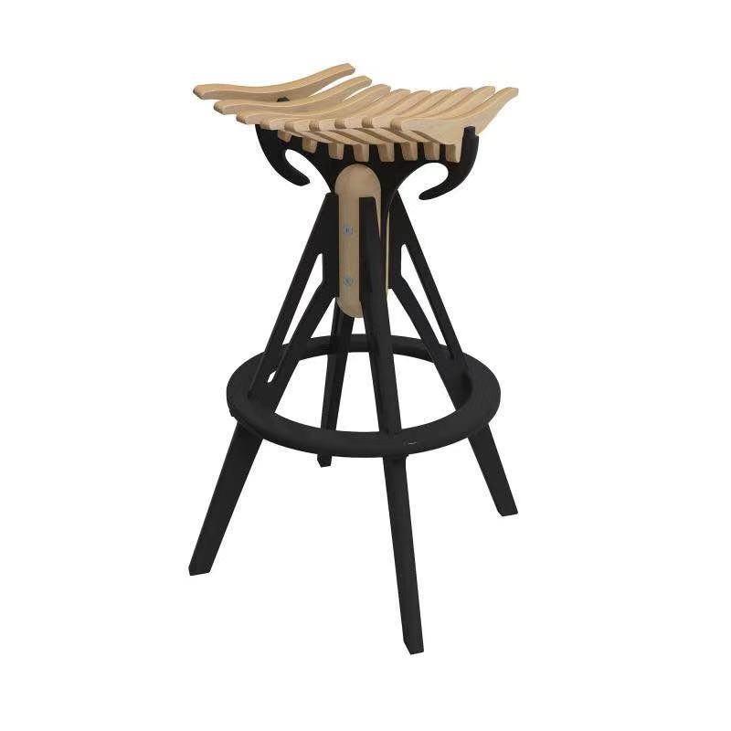 Fish Bone Designed 650cm Bar Stool - Oak Furniture Store