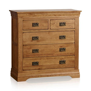 French Rustic Solid Oak 2+3 Chest Of Drawers - Oak Furniture Store & Sofas