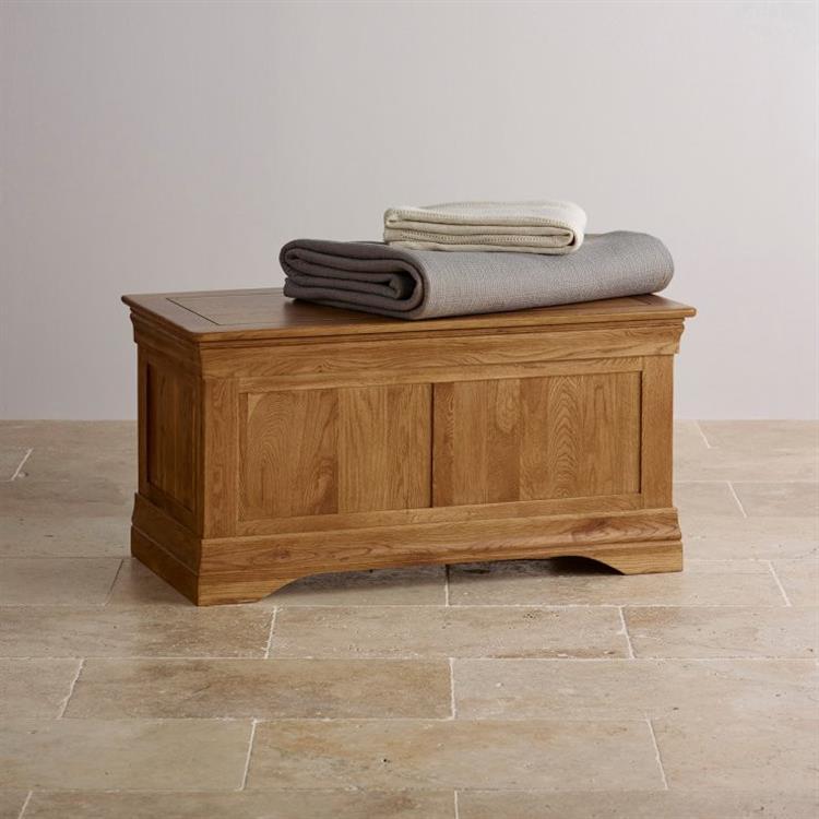 French Rustic Solid Oak Blanket Box - Oak Furniture Store