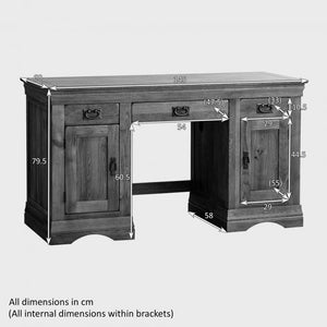 French Rustic Solid Oak Computer Desk - Oak Furniture Store & Sofas