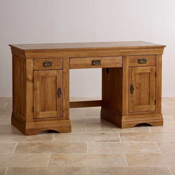 Oak Computer Stool French Rustic Solid Oak Computer Desk | Oak Furniture Store
