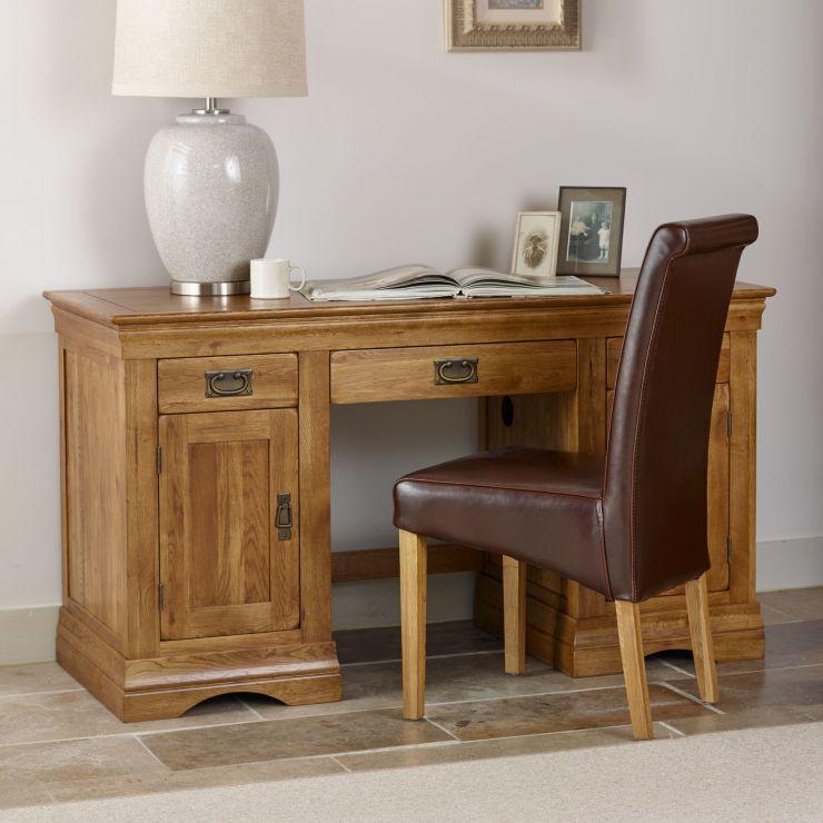 Oak Computer Stool French Rustic Solid Oak Computer Desk | Oak Furniture Store