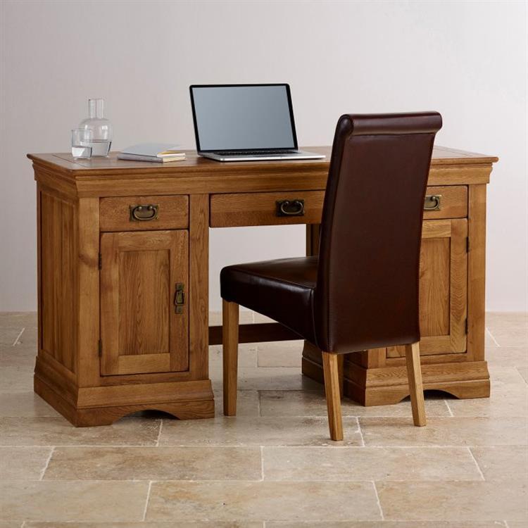 French Rustic Solid Oak Computer Desk | Oak Furniture Store