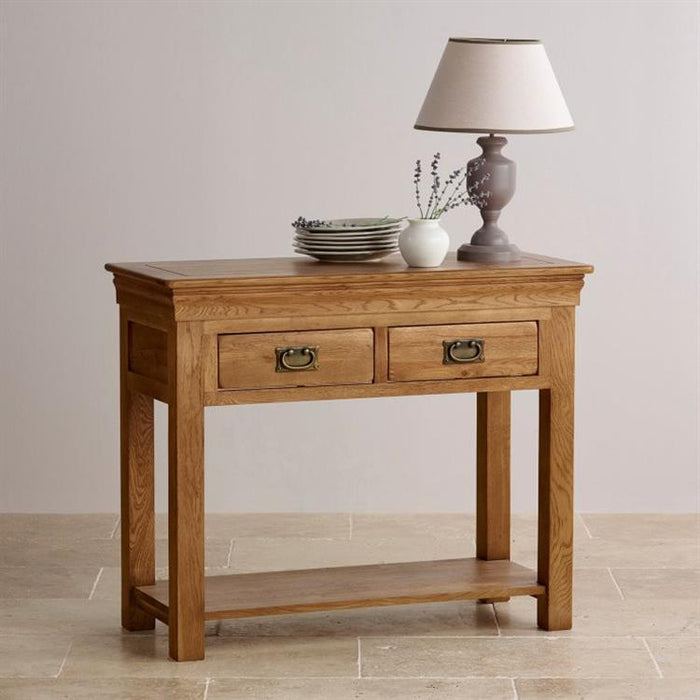 French Rustic Solid Oak Console Table - Clearance