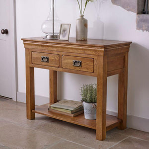French Rustic Solid Oak Console Table - Oak Furniture Store & Sofas