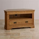 French Rustic Solid Oak Corner TV Cabinet - Oak Furniture Store & Sofas