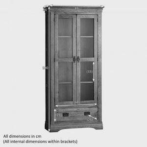 French Rustic Solid Oak Display Cabinet - Oak Furniture Store & Sofas