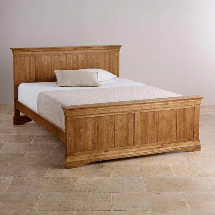 French Rustic Solid Oak King-Size Bed