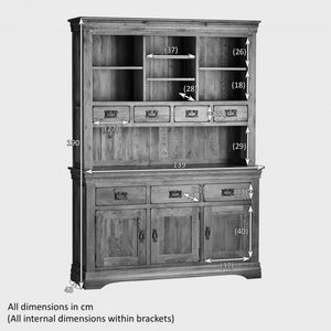 French Rustic Solid Oak Large Sideboard With Hutch Dresser - Oak Furniture Store & Sofas