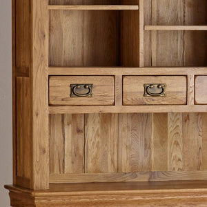 French Rustic Solid Oak Large Sideboard With Hutch Dresser - Oak Furniture Store & Sofas