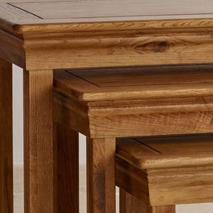 French Rustic Solid Oak Nest of Tables - Oak Furniture Store & Sofas