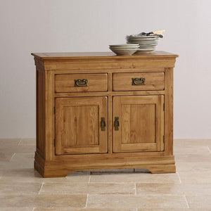 French Rustic Solid Oak Small Sideboard - Oak Furniture Store & Sofas