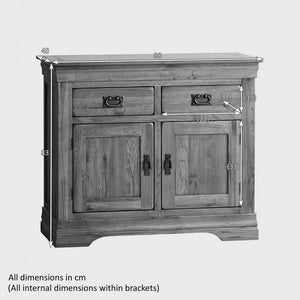 French Rustic Solid Oak Small Sideboard - Oak Furniture Store & Sofas