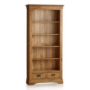 French Rustic Solid Oak Tall Bookcase - Oak Furniture Store & Sofas