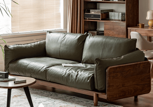 Hamburg Black Walnut Genuine Leather Sofa - Oak Furniture Store & Sofas