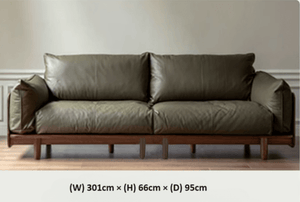 Hamburg Black Walnut Genuine Leather Sofa - Oak Furniture Store & Sofas