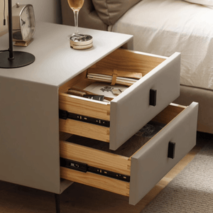 Hertz PU Leather Bedside Table - Oak Furniture Store & Sofas