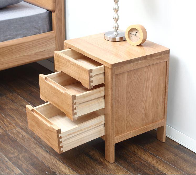 Humbie Natural Solid Oak Bedside Table - Oak Furniture Store