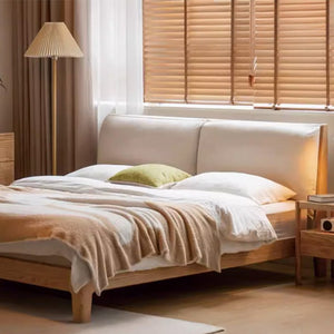 Humbie Natural Solid Oak Cushion Back Bed Frame - Oak Furniture Store & Sofas