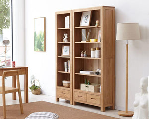 Humbie Natural Solid Oak Slim Bookcase - Oak Furniture Store & Sofas